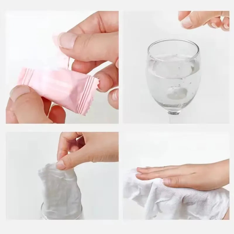 20/50pcs Compressed Towel Travel Outdoor Cotton Non-woven Towel Disposable Face Towel Tablet Cloth Wipes Tissue Makeup Cleaning